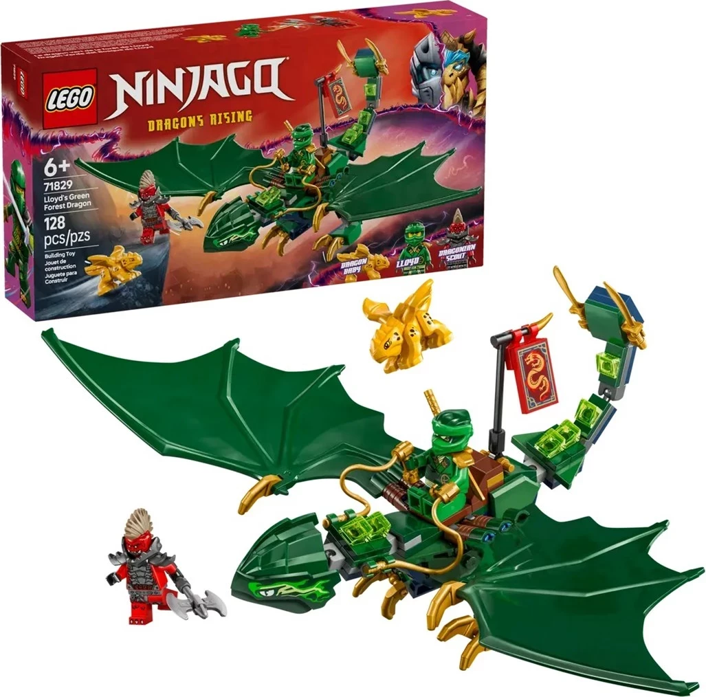Set lodrash LEGO NINJAGO Lloyd's Green Forest Dragon 71829, 2 minifigura, për fëmijë 6+ vjeç, Jeshile
