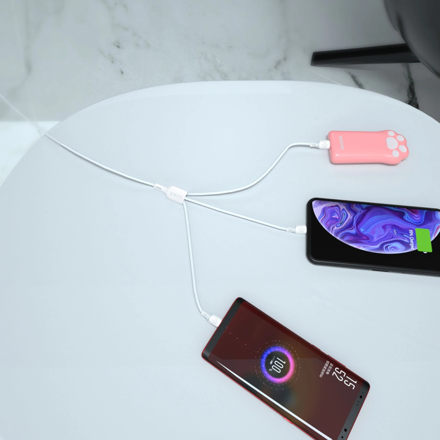 Kabllo USB Dudao L8AW 3-në-1, 1.2m, 6A, e bardhë