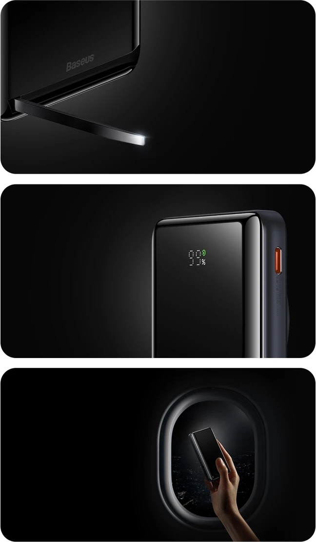 Powerbank Baseus Magnetic Bracket PPCX000203, 10000mAh, MagSafe, 20W, me kabllo USB-C 0.5m, Kaltër e errët