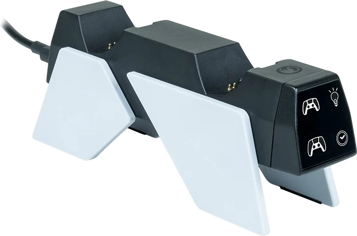 Stacion karikimi USB dual për kontrollor PS5 Nacon V4, RGB, për 2 kontrollorë, zezë
