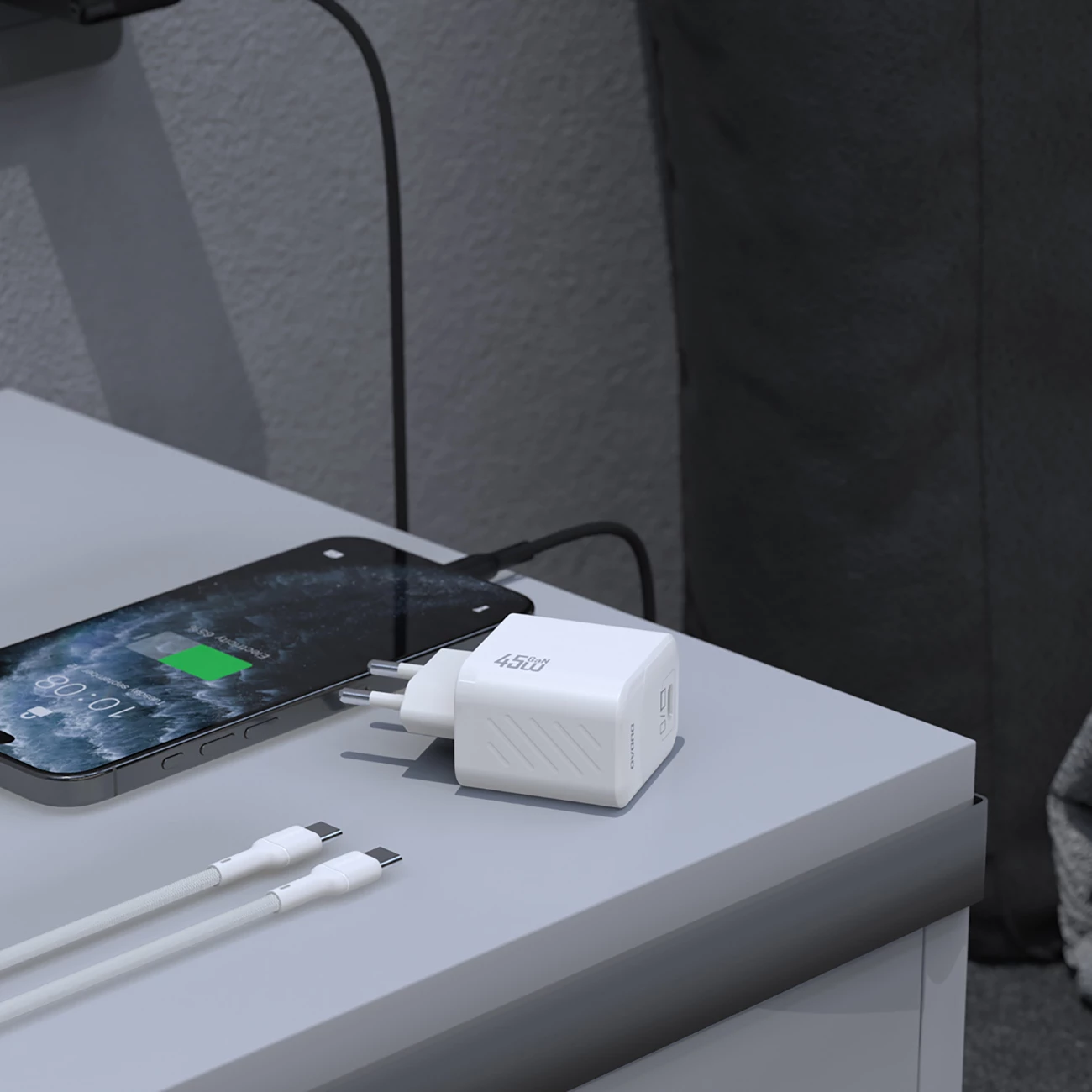 Karikues muri Dudao A28C, GaN, 45W, me kabllo USB-C, i zi