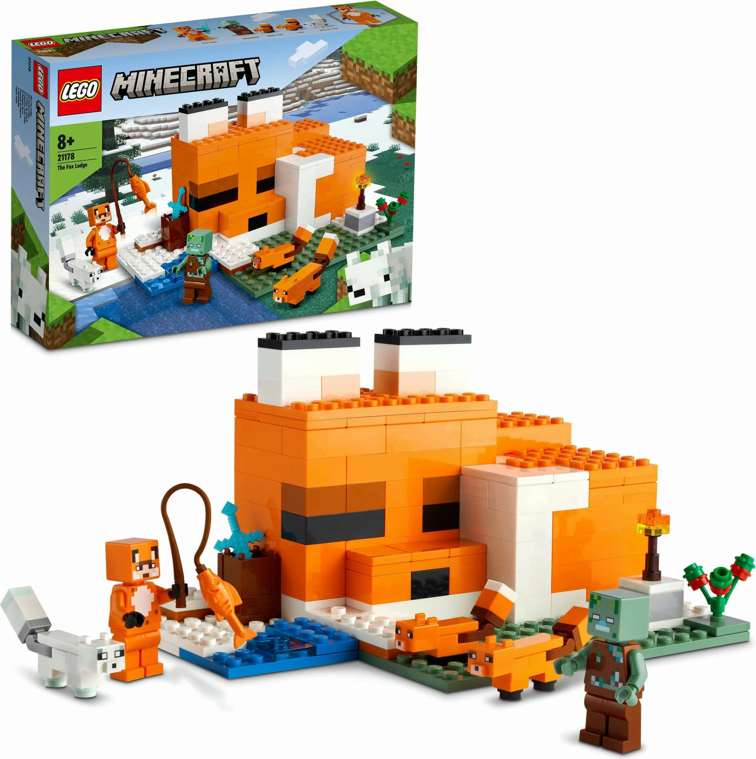Set ndërtimi LEGO Minecraft The Fox Lodge, 193 pjesë, plastikë, shumëngjyrësh
