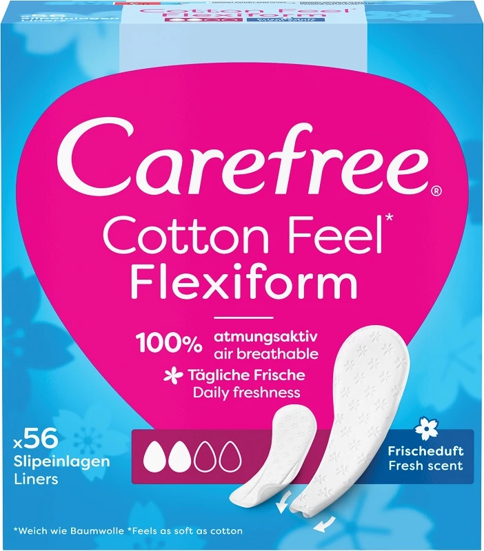 Peceta higjienike Carefree Cotton Feel Flexiform me aromë freskie 56 copë