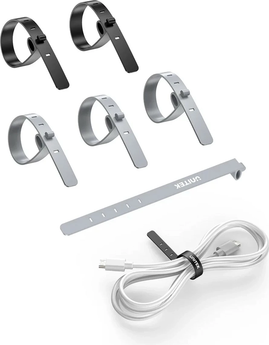 Set rripa silikoni për kabllo Unitek, 5 copë, të zi/gri