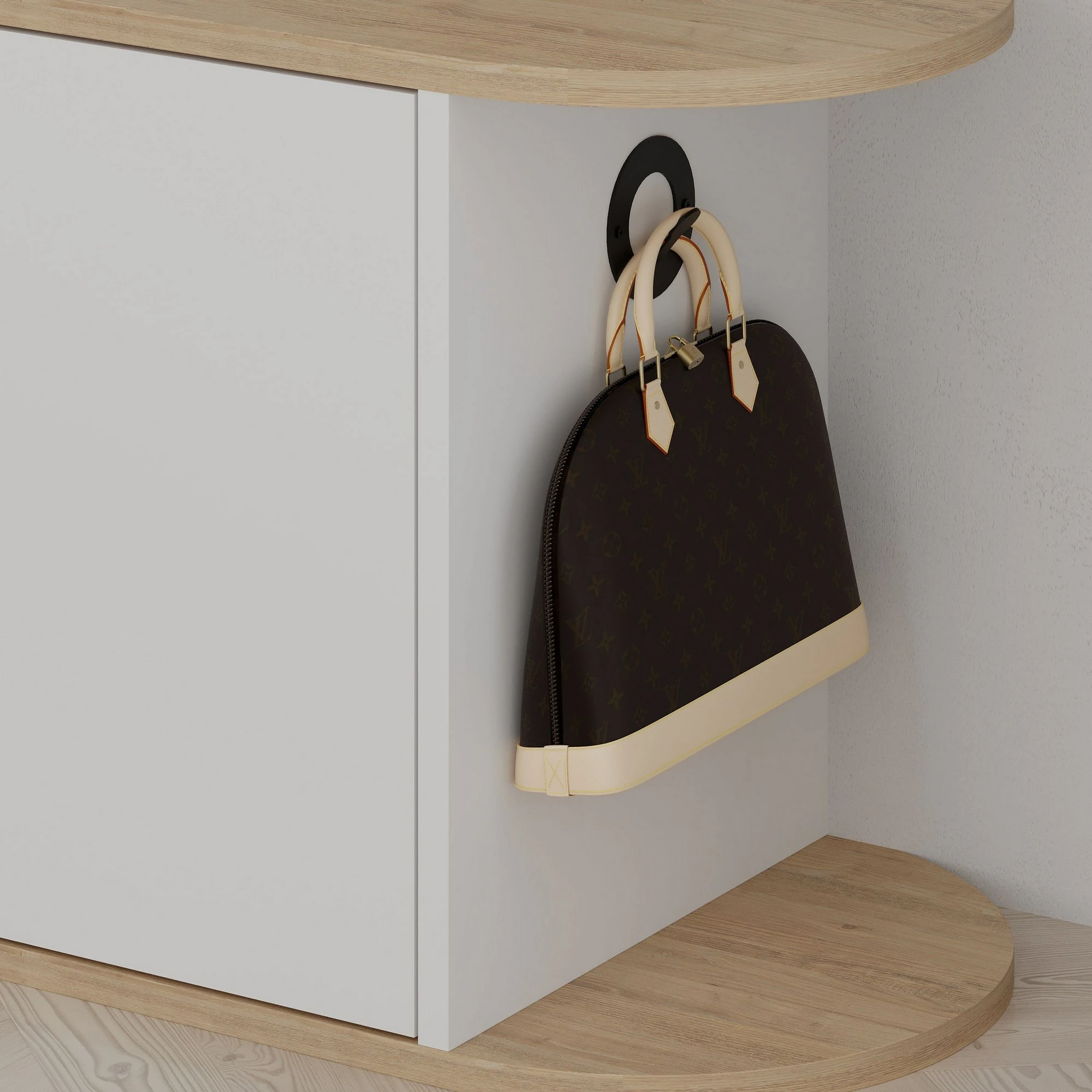 Dollap këpucësh Skye Decor, stol këpucësh Nova, ngjyrë lis dhe e bardhë