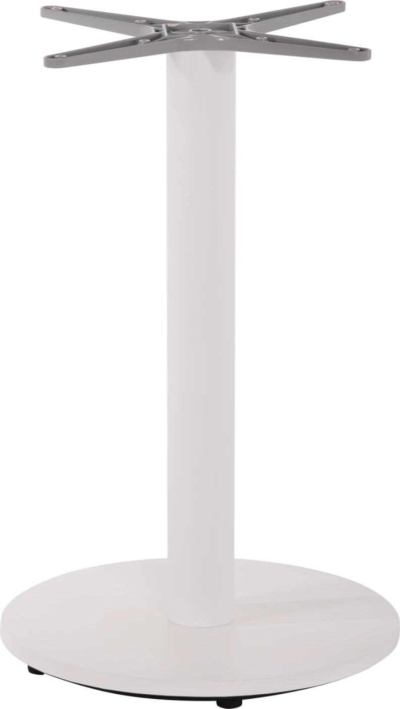 Baza e tavolinës alumini FH476.02 e rrumbullakët, ngjyrë e bardhë mat, 48x48cm, kryq Φ45Χ73Hcm