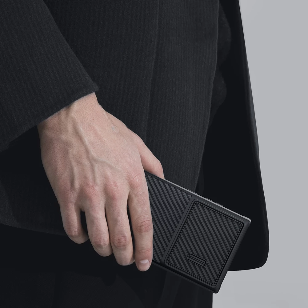 Mbështjellës Nillkin Synthetic Fiber S Case për Samsung Galaxy S23 Ultra, me kapak kamere, i zi