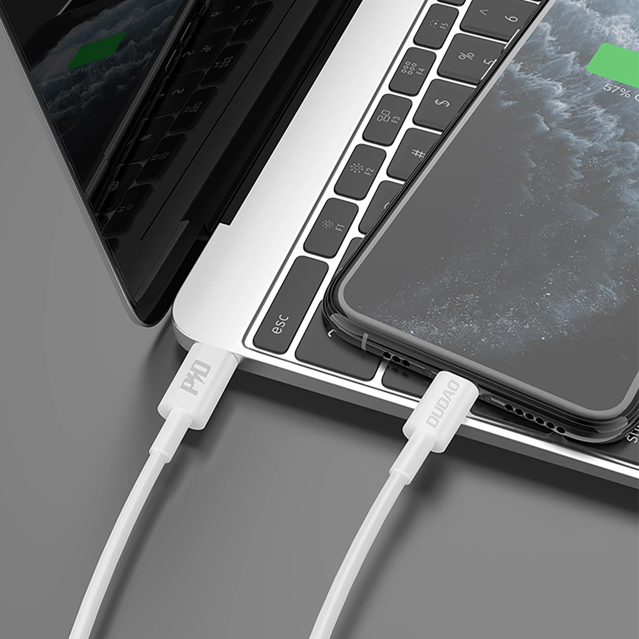 Kabllo Dudao L6X USB-C në Lightning, 1m, 20W PD, e bardhë