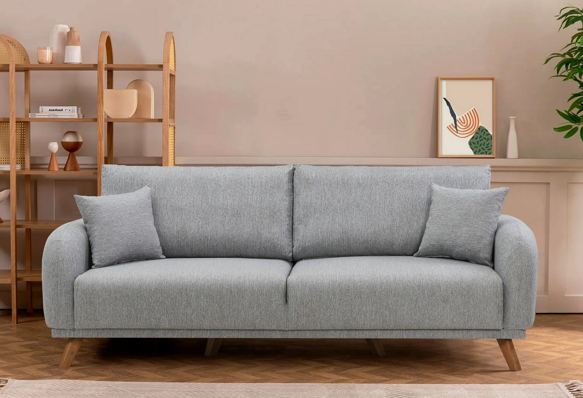 Divan-krevat 3 vendësh Hera, ngjyrë gri