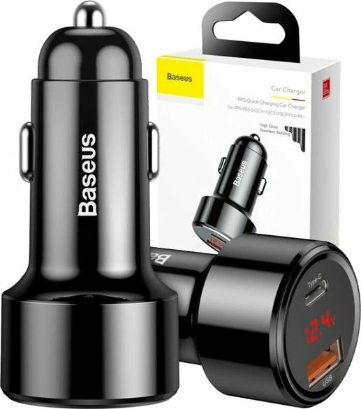Karikues për veturë Baseus BS-C20C 45W 6A 1x USB-A 1x USB-C, i zi