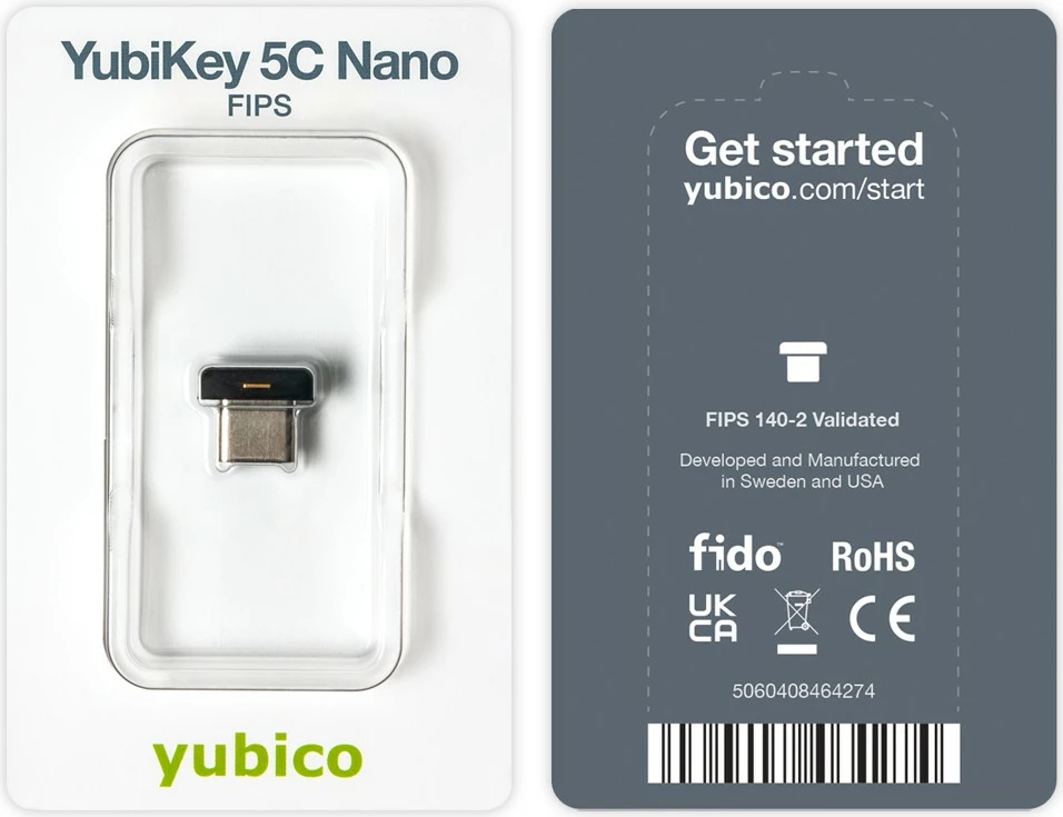 Yubico YubiKey 5C Nano FIPS, USB Type-C, e zezë