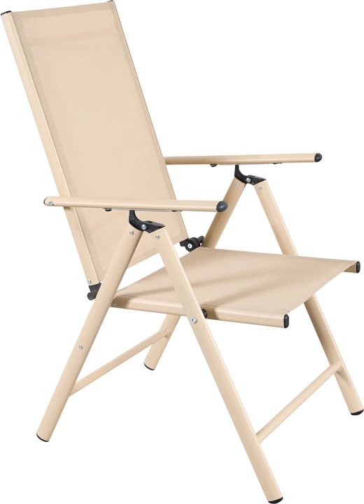 Karrige e palosshme për oborr, metal, tekstilene, ngjyrë kapuçino-kafe, 51.5x63.5x107cm