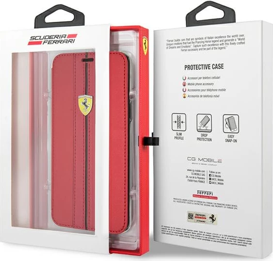 Mbështjellës Ferrari Urban Book për Samsung Galaxy S9, lëkurë, i kuq