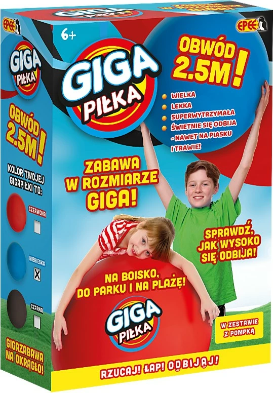 Top i madh plastik Epee Giga Red Ball, 2.5m, Kuq, me pompë