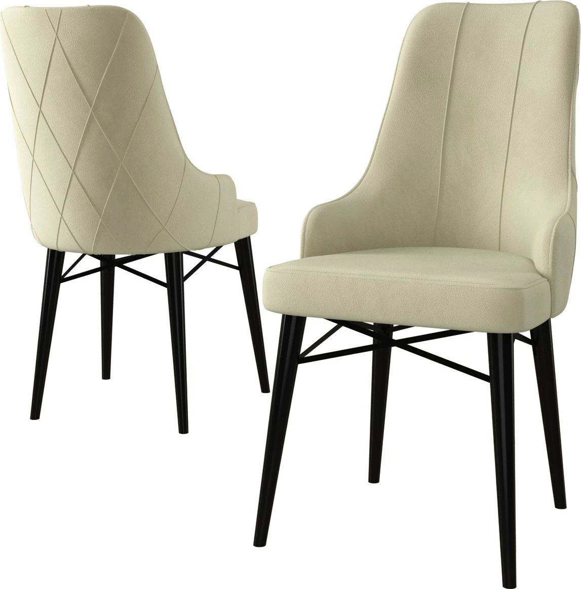 Set karrigesh (4 copë) Hanah Home, Neta, krem, e zezë
