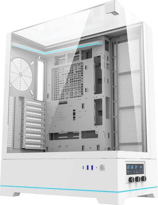 Kasë Darkflash DY450L, Big Tower, pa ventilatorë, e bardhë