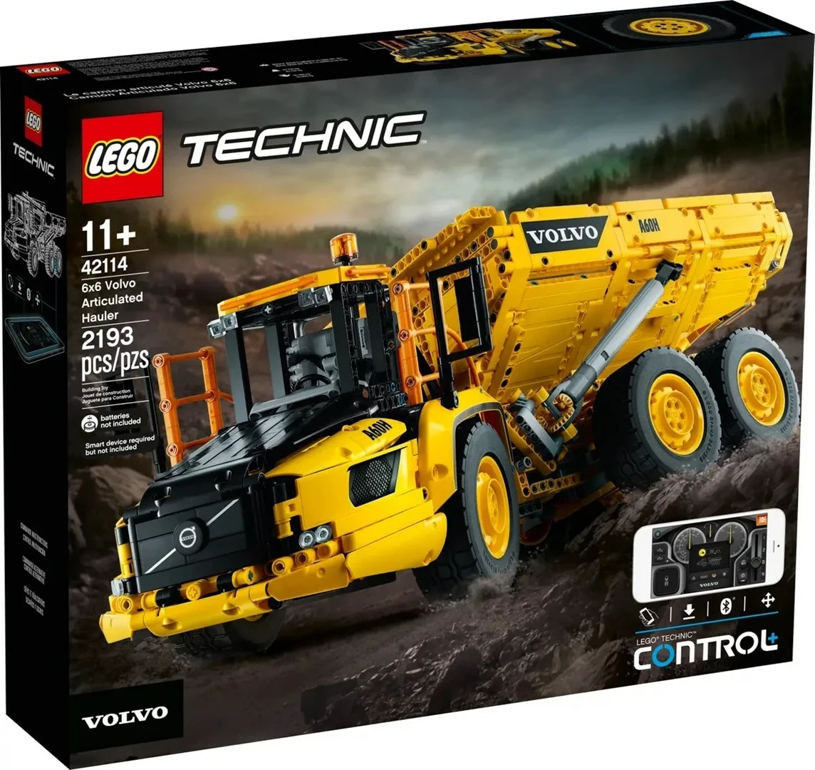 Set LEGO Technic Volvo 6x6 Articulated Hauler 42114, Verdhë