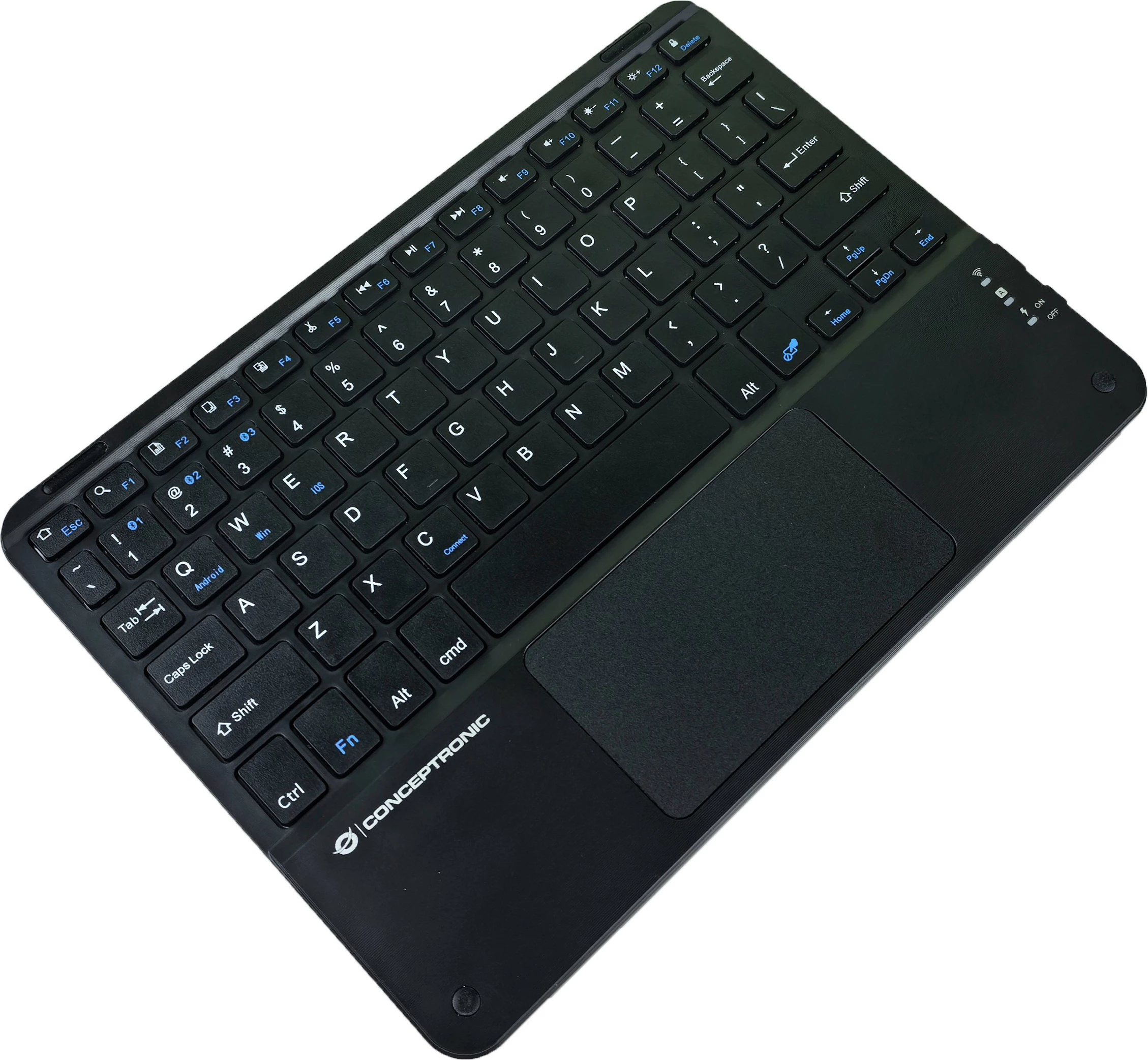 Tastierë wireless Conceptronic 10 inç, QWERTY US/EN, me touchpad, e zezë