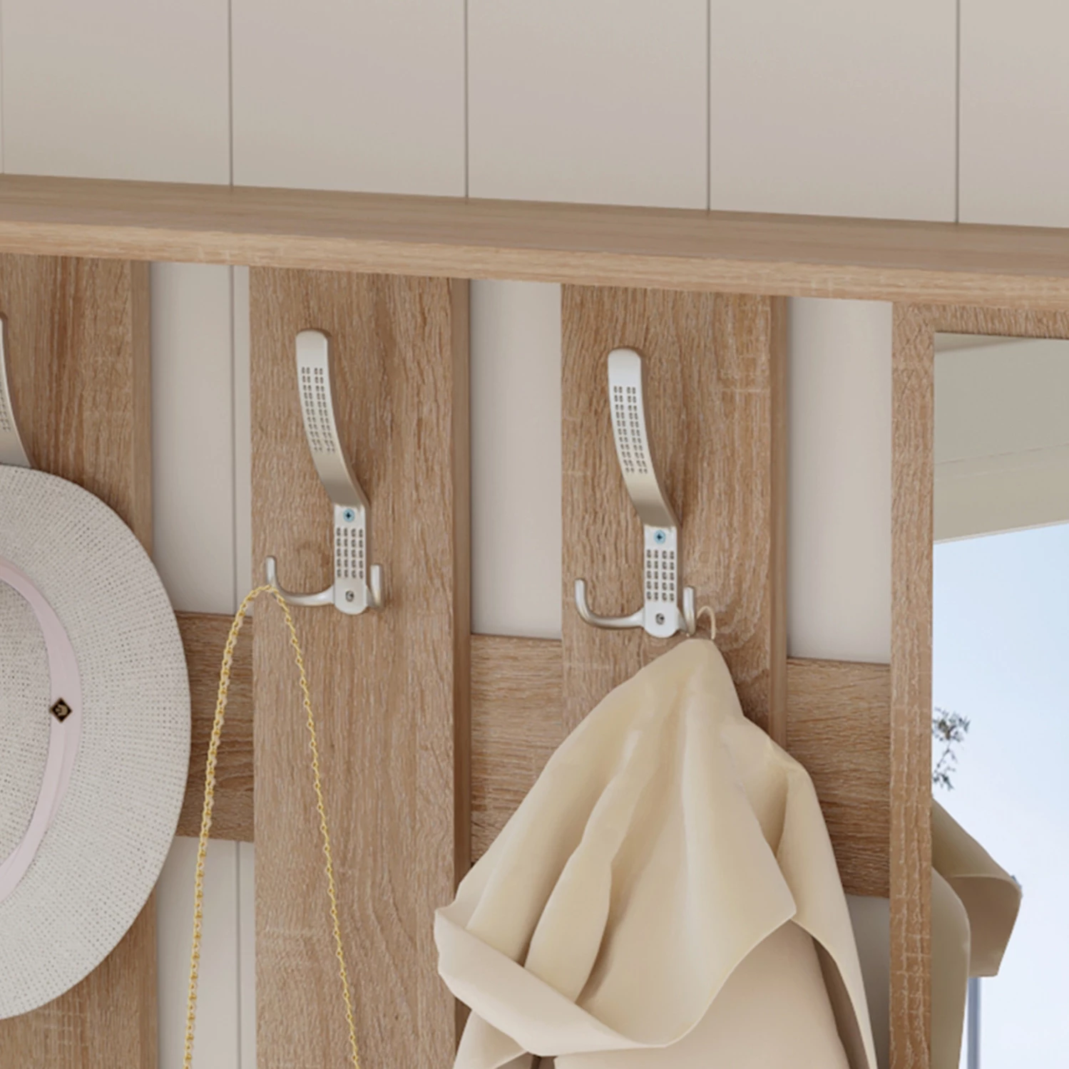 Set për hyrje me pasqyrë GORN FH2473.04 melaminë në ngjyrë Sonama-Bardhë 90x24x190Hcm