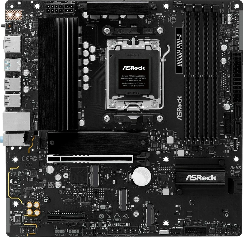 Pllakë amë ASRock B850M PRO-A, Socket AM5, micro ATX, DDR5, e zezë