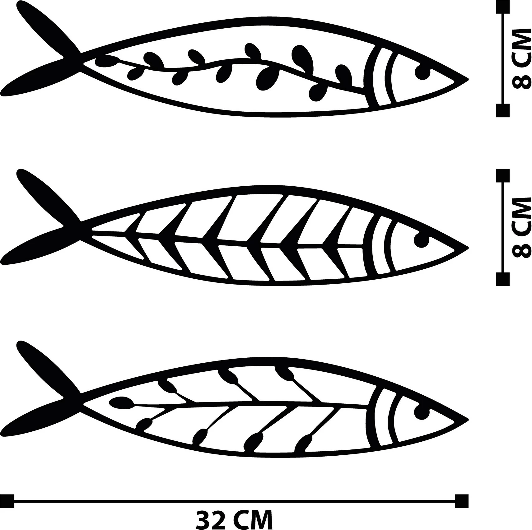 Aksesor dekorativ metalik për mur, Wallity, Hamsi, set prej 3 copash