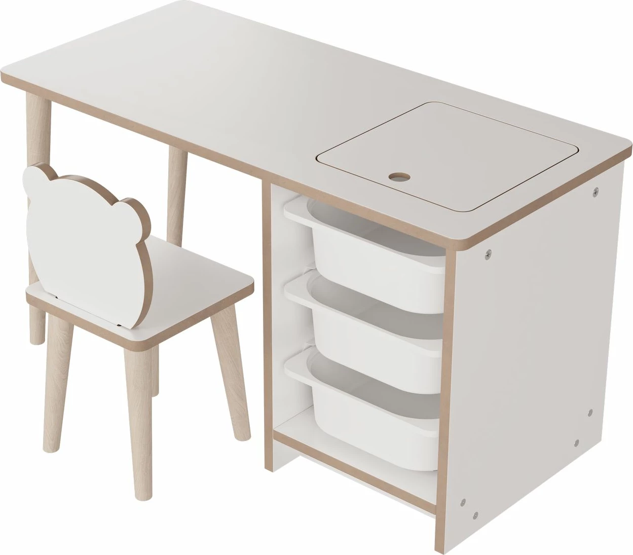 Set tavoline me karrige për fëmijë, Hanah Home, Soho, e bardhë