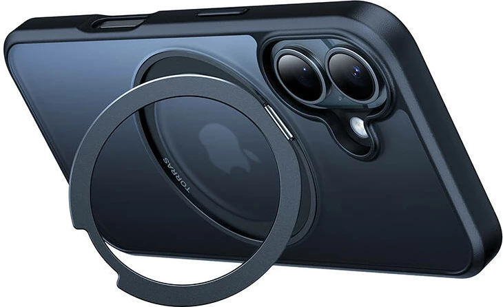 Mbështjellës Torras Ostand Pro për iPhone 16, i zi