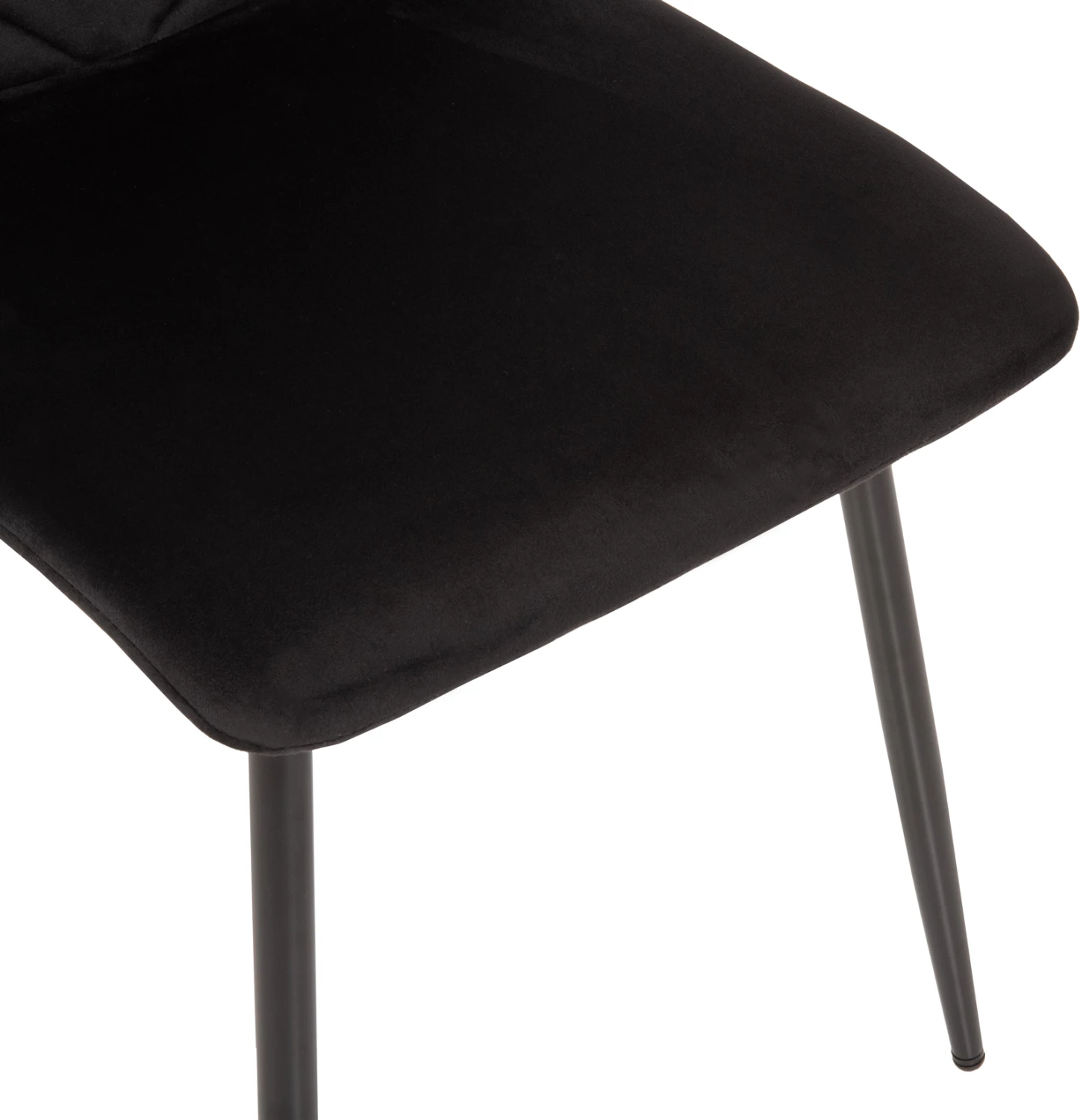 Karrige ngrënieje LATRELL, FH8587.04, kadife e zezë & këmbë metalike të zeza, 43x54x88H cm., set prej 4 copësh