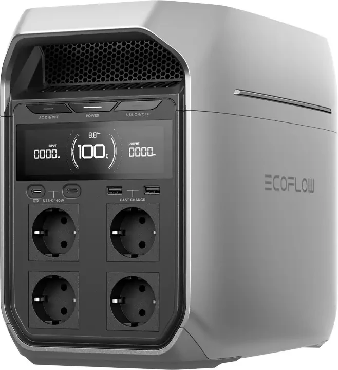 Stacion portativ energjie EcoFlow DELTA 3 Plus, 1024 Wh, 1800 W, Argjendtë