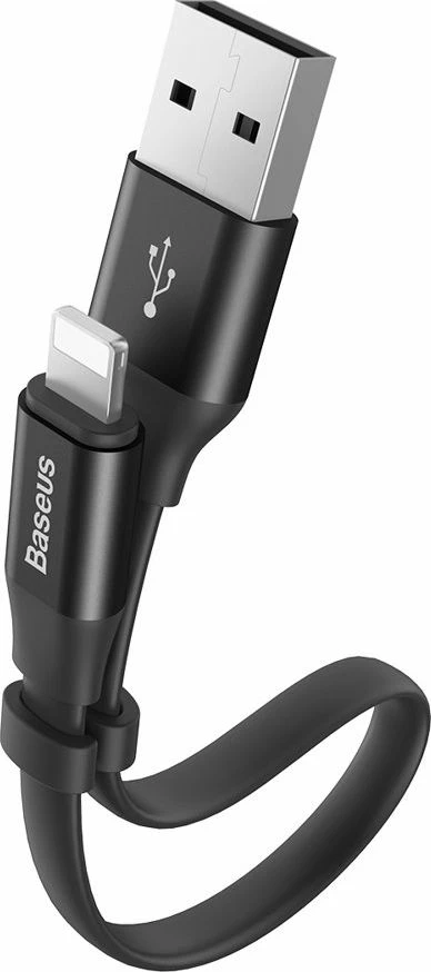 Kabllo USB-A në Lightning Baseus Nimble Flat 0.23 m, ngjyrë e zezë