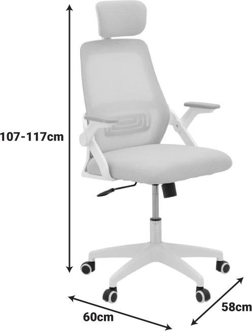 Karrige zyre Peja, material rrjete, ngjyrë e zezë, 58x60x107-117cm