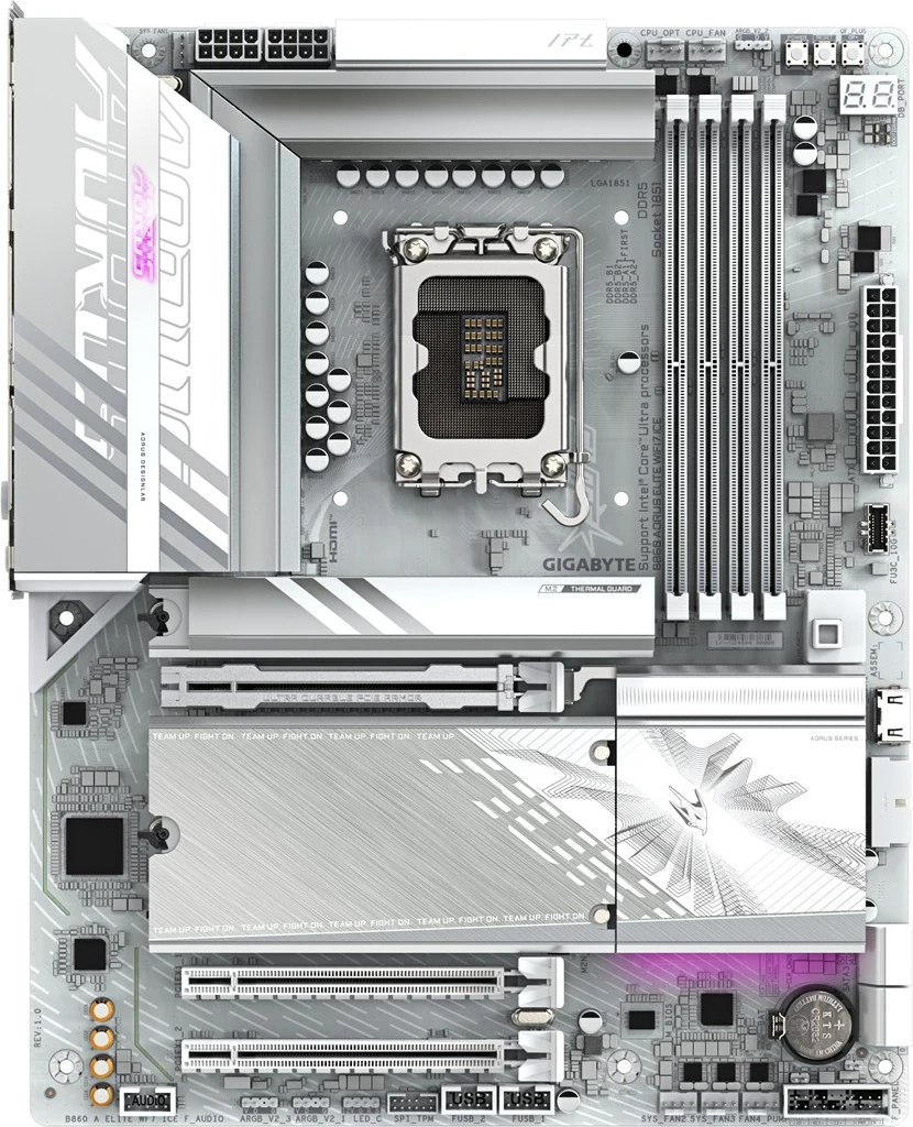 Pllakë amë Gigabyte B860 AORUS ELITE WIFI7 ICE, Intel Core Ultra, DDR5, PCIe 5.0, Gri