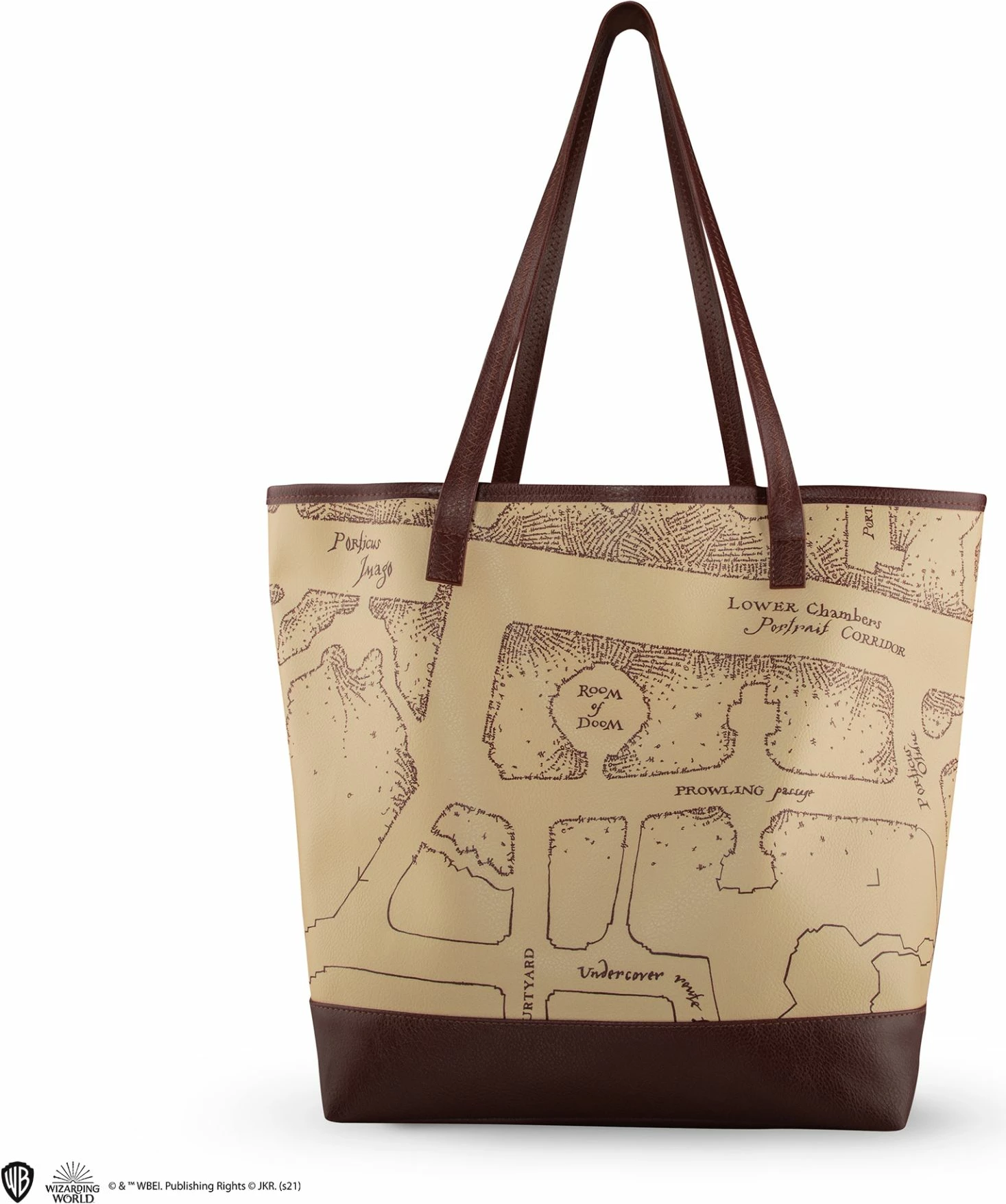 Çantë shopping Cinereplicas Marauder's Map 30×35×20 cm PVC, bezhë/kafe, me çantë të vogël