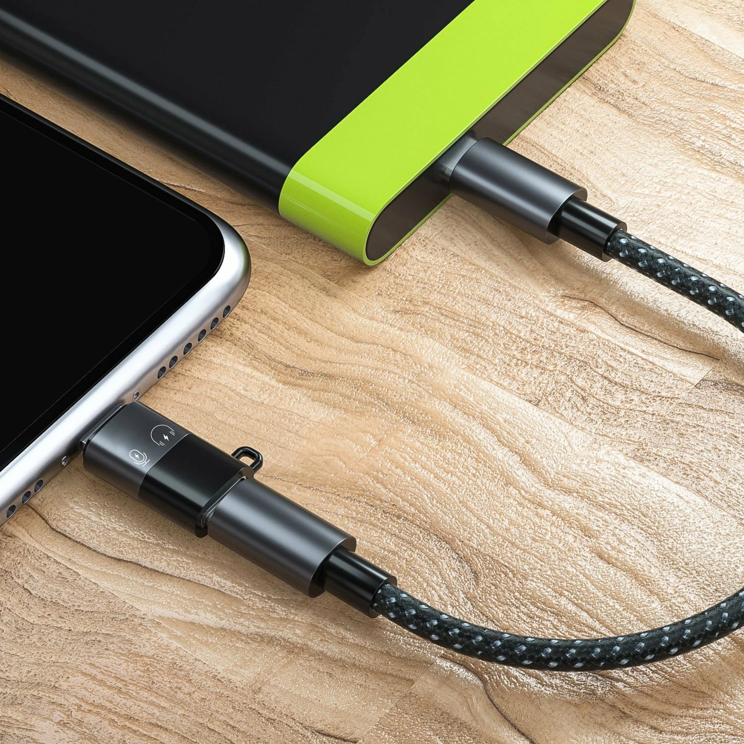 Adapter Mozos ASM-6 USB-C në Lightning, OTG, transfer dy-drejtimësh, alumin, i zi