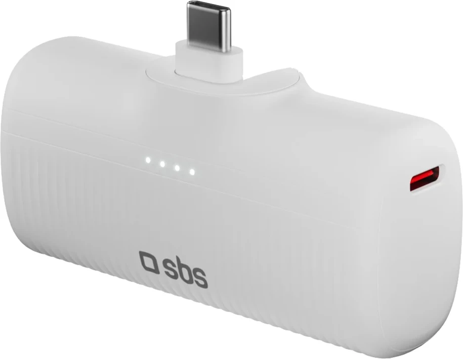 Powerbank SBS EcoPower 5000 mAh 10W, USB-C, Bardhë