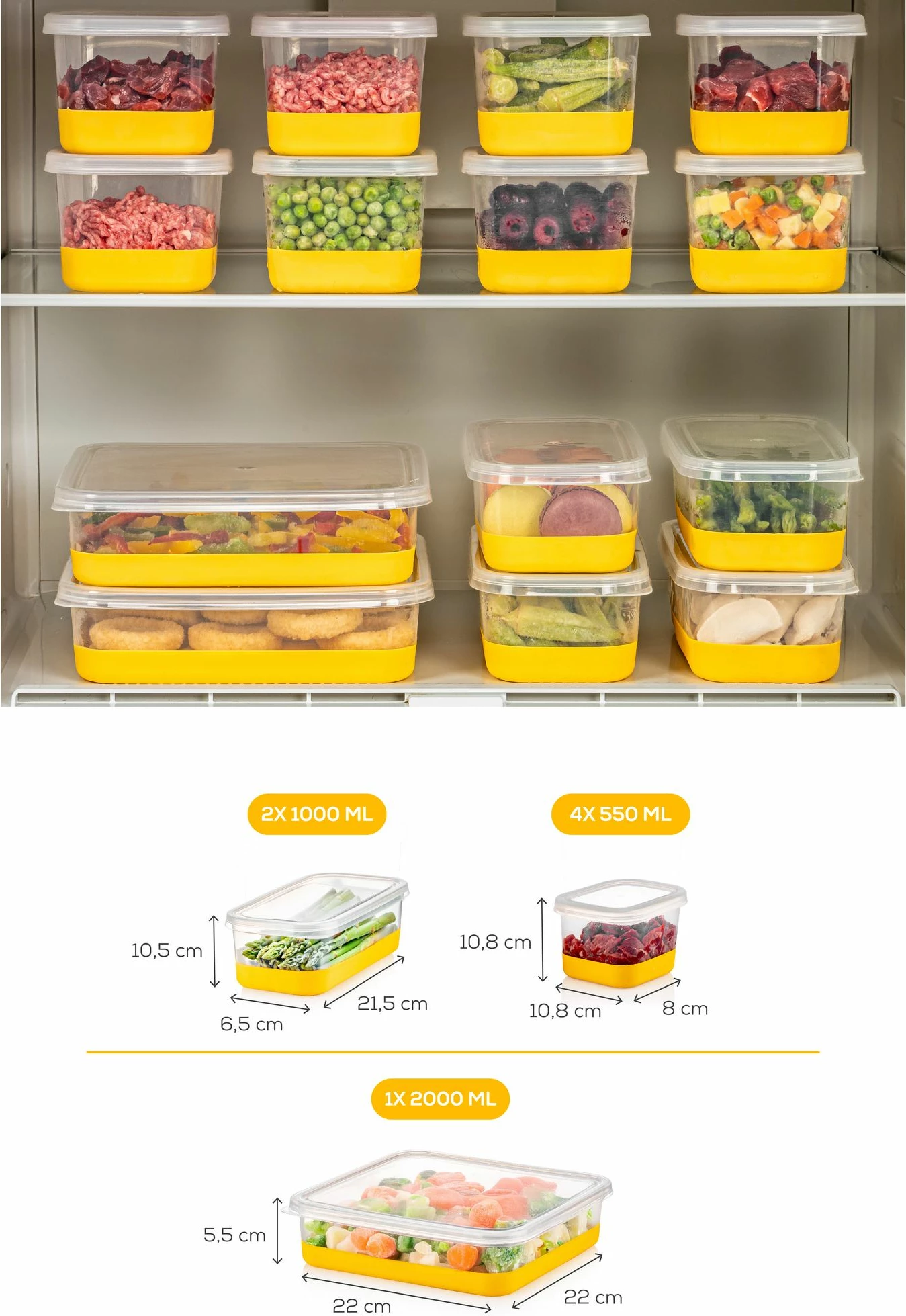 Set organizues për frigorifer (7 copë), Hermia, 4A2B1C - e verdhë