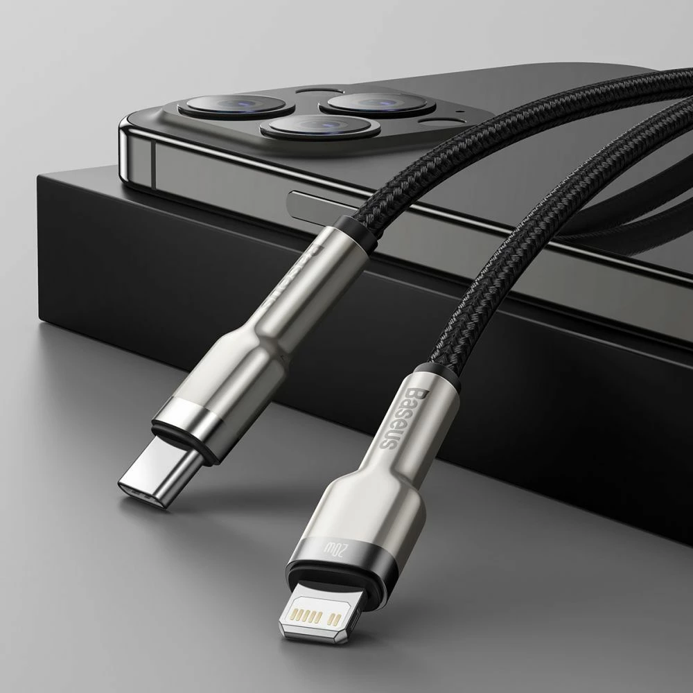 Kabl USB Baseus CATLJK-01 USB-C në Lightning 0.25 m Power Delivery 20W, e zezë, 1 copë