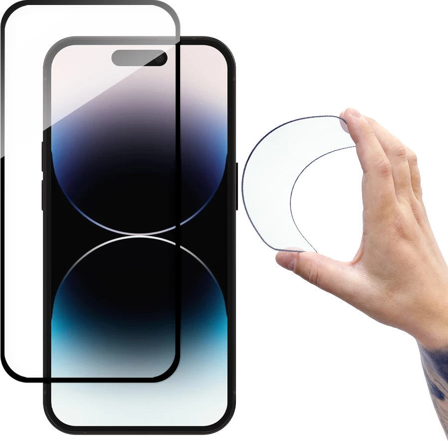 Xham i temperuar Wozinsky Full Cover Flexi Nano Glass për iPhone 14 Pro, me kornizë të zezë