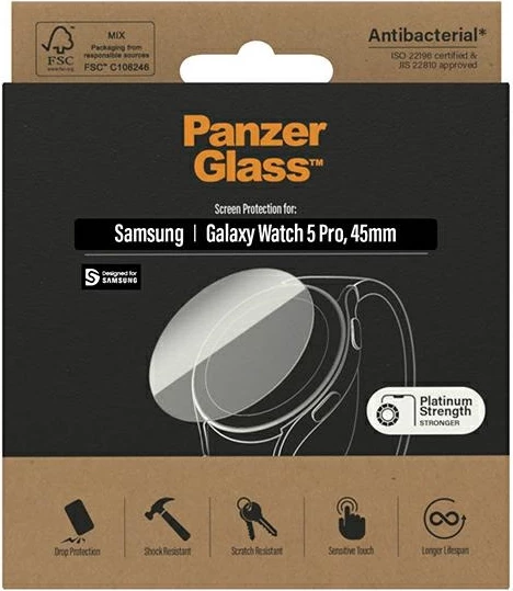 Mbrojtës ekrani PanzerGlass për Samsung Galaxy Watch 5 Pro 45 mm, antibakterial