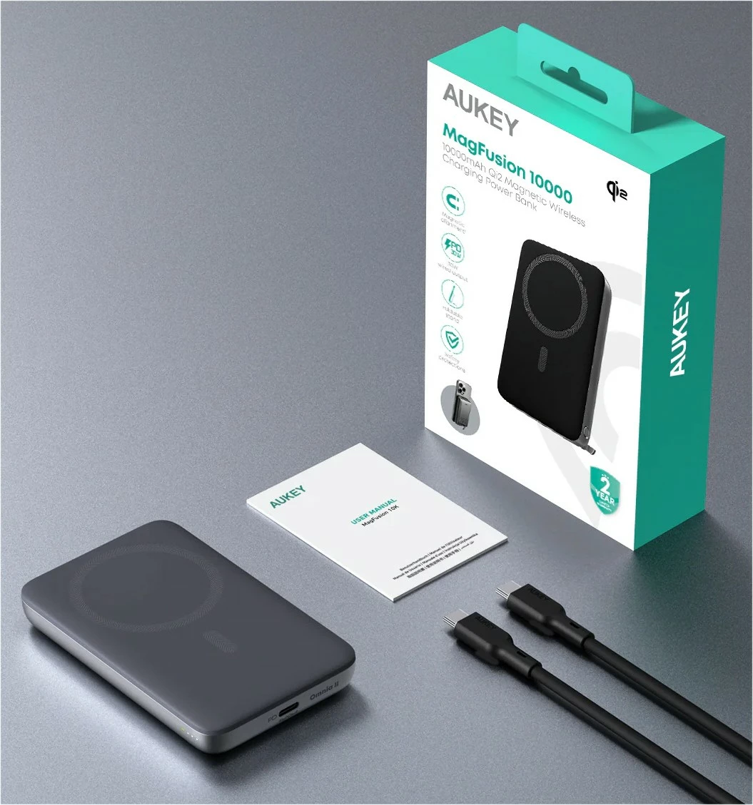 Power bank AUKEY PB-MS06 MagSafe, 10000mAh, 30W, Qi2, e zezë