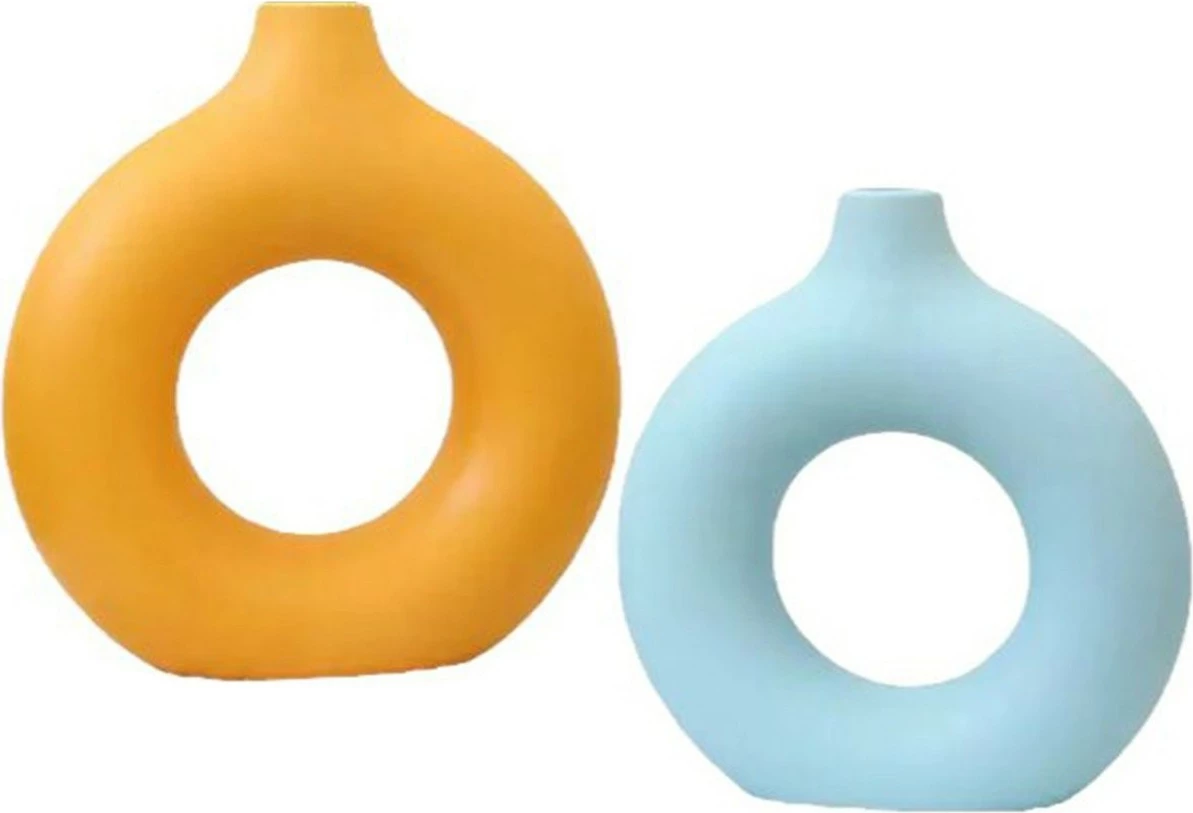 Set vazoje Evila Originals, stil skandinav, ngjyrë kaltër dhe portokalli, halka