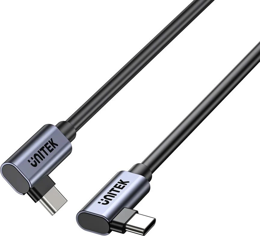 Kabllo USB C UNITEK C14147ABK01-0.5M, 0.5m, 100W, 90° kënd, e zezë