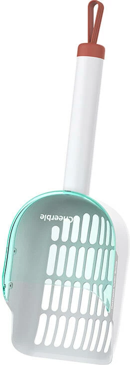 Lopatë rotative Cheerble C0621 për rërë të kafshëve, ABS/PC/silikon, e bardhë/jeshile