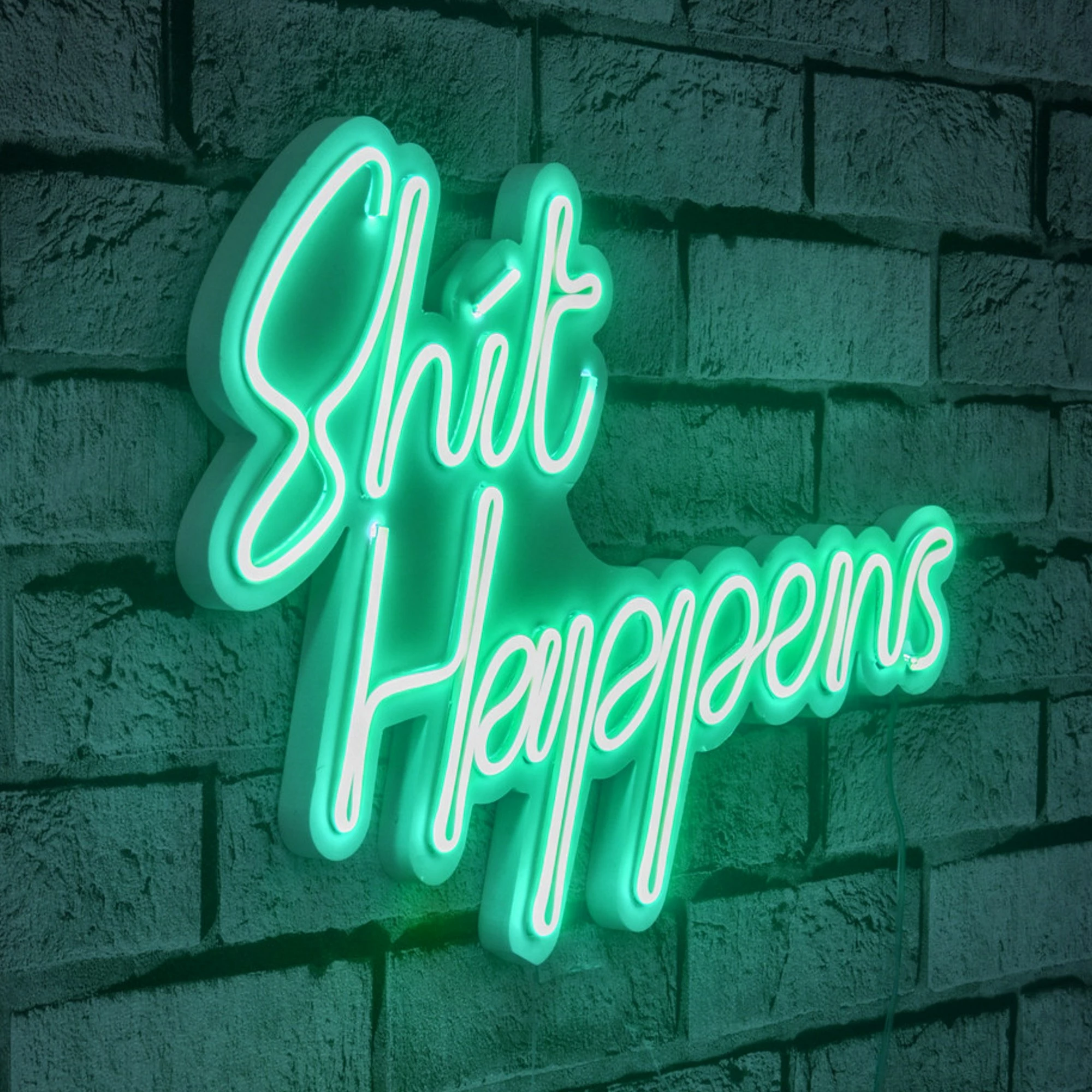 Dekor dritash LED plastike, 'Shit Happens', ngjyrë kaltër, Wallity