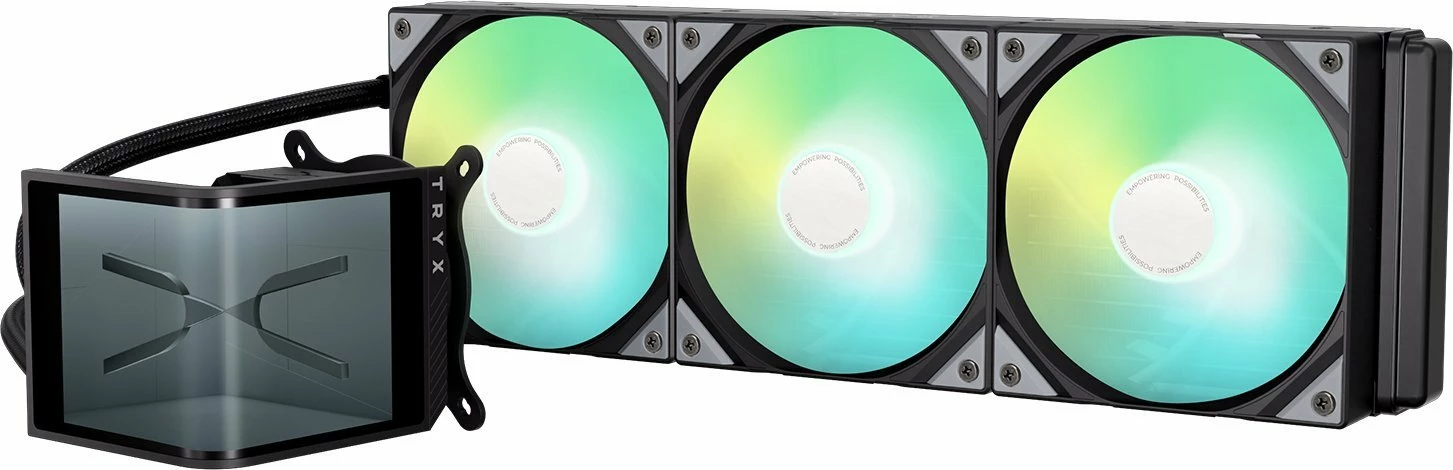 Ftohës uji AiO TRYX Panorama SE ARGB 360 (L-P360L-AM3M-G0K), radiator 360mm, 3x120mm PWM, ekran 3D AMOLED 2K, e zezë