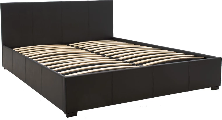 Krevat dopio Norse PU me depo të mbyllur, ngjyrë e zezë matte, 160x200cm