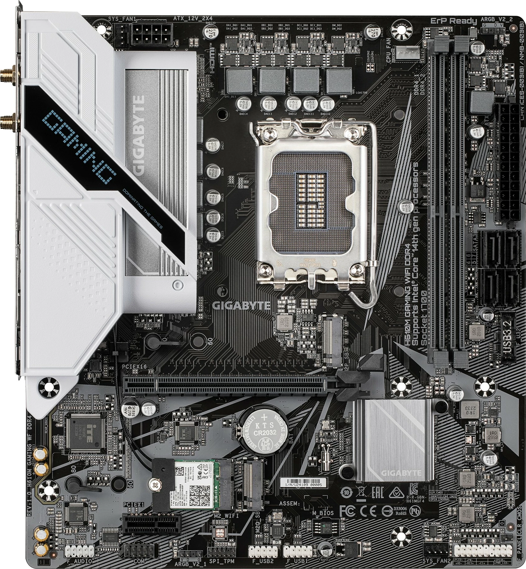 Pllakë amë Gigabyte GA-H610M GAMING WF DDR4, Socket 1700, WiFi, DDR4, e zezë/bardhë