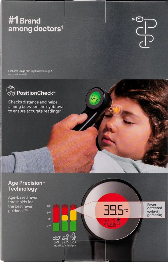 Termometër pa kontakt Braun BNT400B, për ballë, LCD, i zi