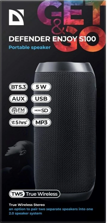 Altoparlant portativ Defender S100, Bluetooth 5.3, 5W, i zi