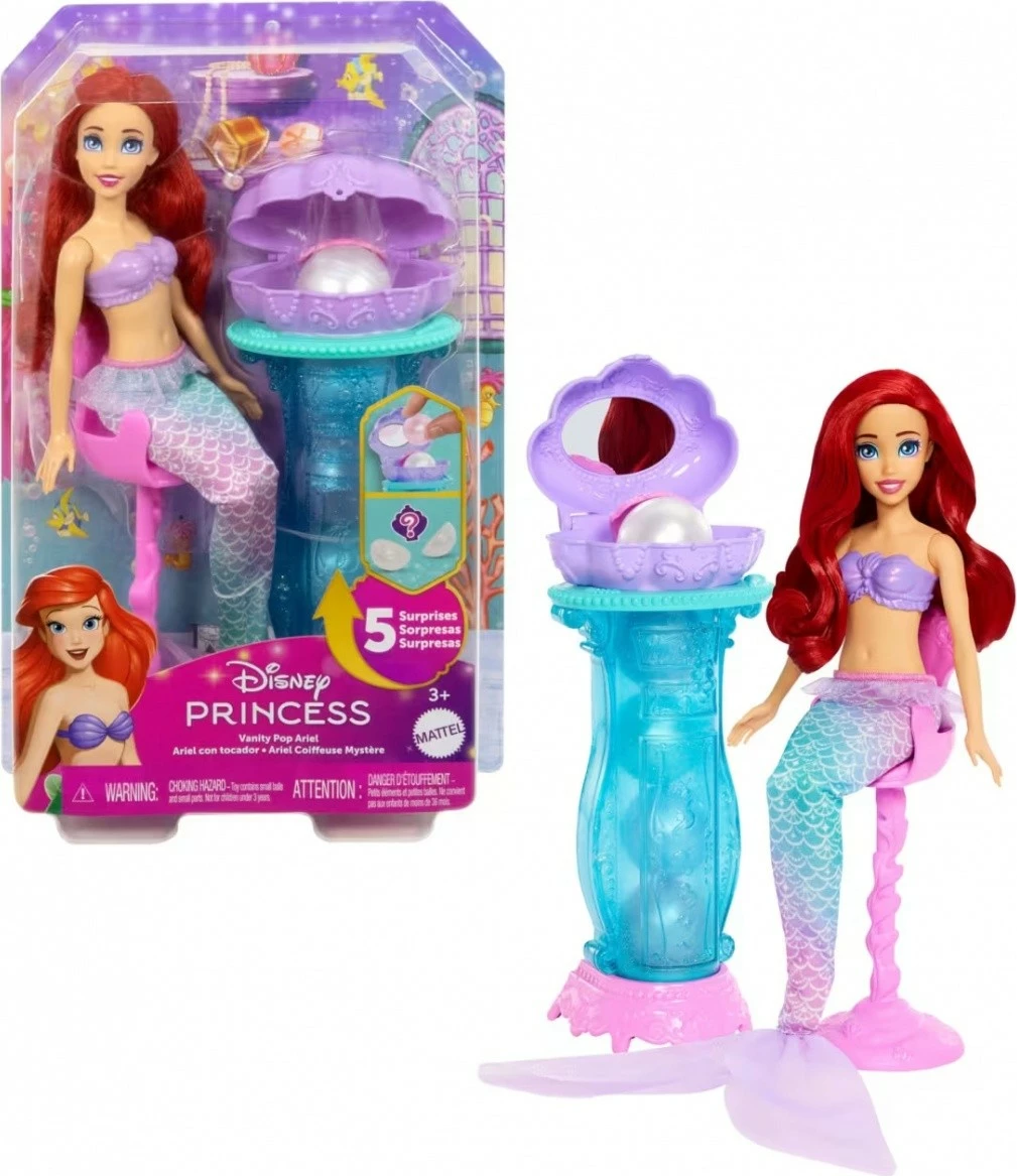 Kukull sirenë Mattel Disney Princess Arielka JBF86 me tavolinë tualeti dhe aksesorë, për vajza